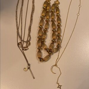 Three Golden Necklaces Chic Gold Necklace Collection